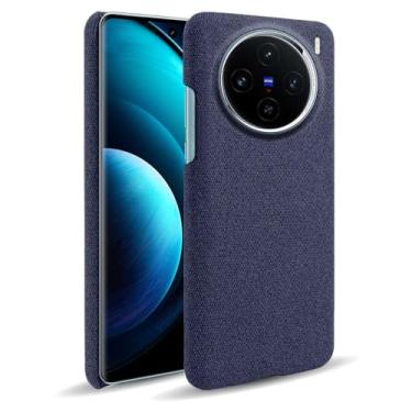 Imagem de Capa para vivo X100,Capa desenhada em lona,Case Protetora Ultrafina com Empunhadura Macia,Design em Tecido Antichoque e Antiarranhões-Blue