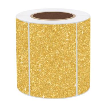 Imagem de Etiquetas térmicas holográficas de 7 x 5 cm, etiquetas adesivas térmicas douradas com glitter, adesivos de impressora térmica à prova d'água para preço, código de barras, nome, design de logotipo