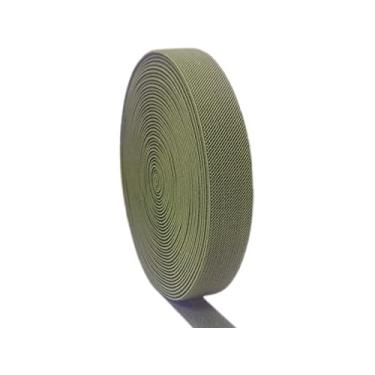 Imagem de Faixa elástica de malha de 2,5 cm, verde-oliva, 10 metros de sarja dupla face, elástico pesado, carretel elástico elástico para costurar calças, perucas, saias, materiais de artesanato e projetos DIY
