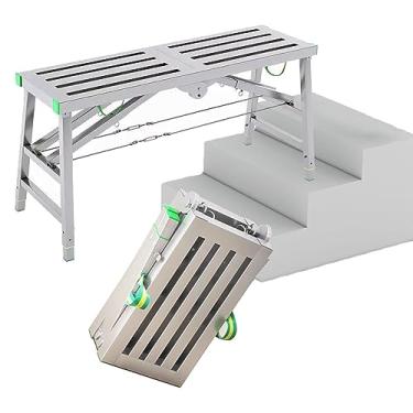 Imagem de WYUYIWH Plataforma de trabalho multifuncional dobrável andaime torre escada banco de trabalho banco de trabalho com altura ajustável para reforma e manutenção da casa 5 engrenagens 39.9 cm largura B