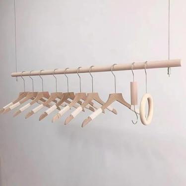 Imagem de Trilhos De Suspensão Para Roupas, Altura Ajustável 0-200 Cm, Barra De Roupas Rústica Para Economizar Espaçovarões Multiuso Para Quarto, Cabides De Teto, Armário/vara De Roupas, A, wire rope