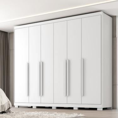 Imagem de Guarda Roupa Casal com Pés 6 Portas em MDF Platinium Zanzini - Branco Absoluto