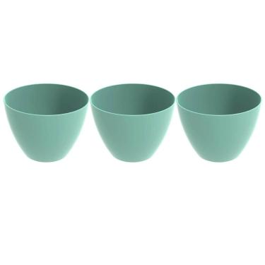 Imagem de Kit 3 Tigelas Redonda Grande 6,2L Verde Menta Crippa Travessa Servir Salada Frutas Prat...