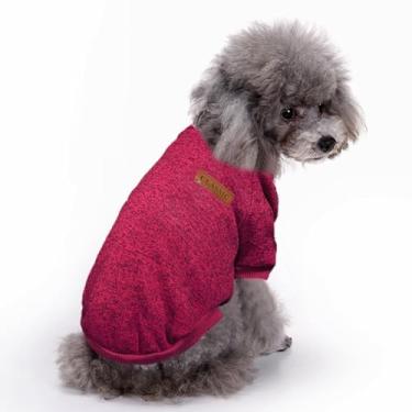 Imagem de Jecikelon Roupas para cães, suéter macio para filhotes, roupas de inverno para filhotes, roupa quente para cães pequenos PPP PP vestuário para gatos (Médio, vinho)