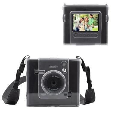Imagem de HIYQIN Capa transparente compatível com câmera híbrida Fujifilm Instax Wide EVO 2 em 1, para Instax Wide EVO, capa protetora transparente com alça de ombro