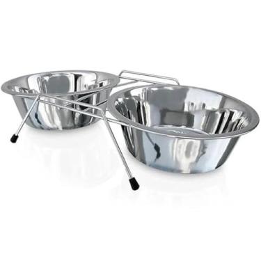 Imagem de Comedouro E Bebedouro Inox Pra Cachorro Ou Gatos(N° 03-750 ml cada tigela)