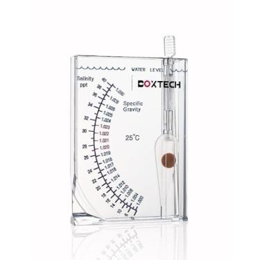 Imagem de boxtech Teste marinho de aquário, hidrômetro de água salgada do mar, medidor de salinidade do hidrômetro do oceano do recife para teste de gravidade específica da salinidade da água do aquário da