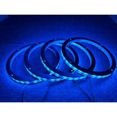 Imagem de Sando Tech 4 peças anéis de alto-falante RGB LED 16,5 cm kit de luz anel espaçador luzes coaxiais para carro, caminhão, barco, esportes motorizados, Bluetooth/controle remoto