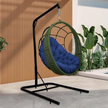 Imagem de Cadeira Balanço Ninho Suspenso em Corda Náutica Luxo com Suporte - Ace