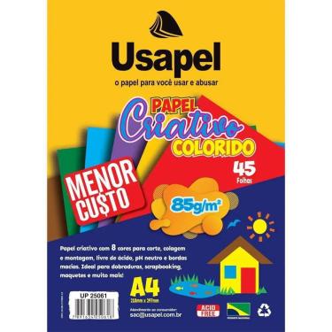 Imagem de Bloco Papel Criativo A4 5 Cores 120g c/25 Folhas - Usapel