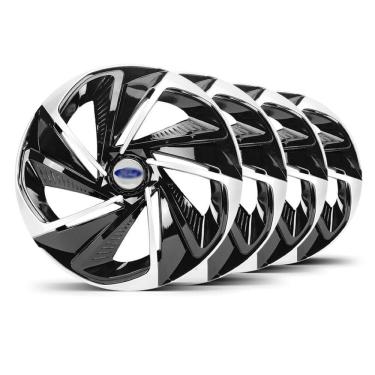 Imagem de Jogo 4 Calota Nitro Aro 14 Preta / Prata Ford Prata