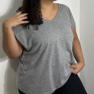 Imagem de Camiseta Básica Plus Size Malha Algodão - Le Julie, Mescla, G3