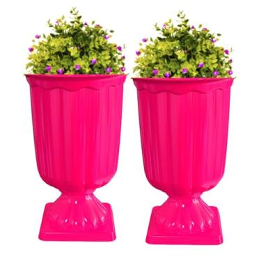 Imagem de 2 Vasos Grego Neon Decoração Mesa Neon Brilha na Luz Negra (Rosa)