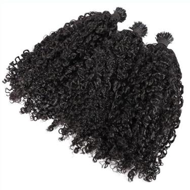 Imagem de RJ Hair Extensões de cabelo Sassy Curly I Tip 100 fios microlinks brasileiros cabelo humano queratina Fusion Stick I Tip Hair para mulheres (50,8 cm 100 fios, cor natural)