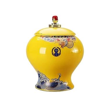 Imagem de Lata de chá Vasilha de vedação de luxo para uso doméstico, chá preto, chá verde, jarra de armazenamento grande, ornamentos de cerâmica de alta qualidade Caixa de chá(Pequeno)