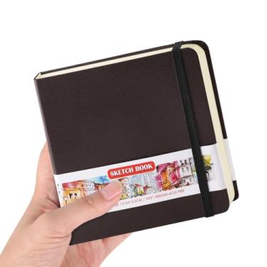 Imagem de Cadernos quadrados de 12,7 x 12,7 cm, 80 g/m², 100 folhas/200 páginas, cadernos, cadernos, cadernos de esboços em branco, bolso para diário de viagem, capa dura, pintura, agenda, memorando, planejador