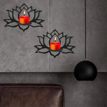 Imagem de MXHHR 2 Peças De Suporte Vela Parede Metal, Arandelas Suspensas Modernas Lótus, Decoração Para Casa, Fofa Quarto E Banheiro, Presente Estético Bruxa Mulheres, Preto