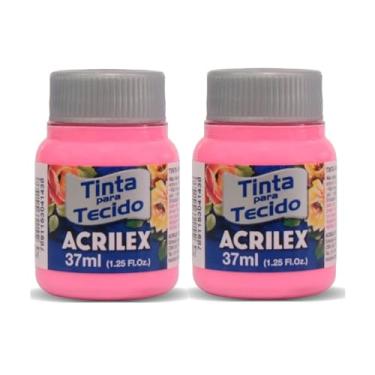 Imagem de Tinta Para Tecido Fosca Acrilex 37ml 2 Unidades Artesanato Fixação Frio Alta Cobertura – Fixação a Frio e Alta Cobertura Com Acabamento Fosco, Este Kit É A Escolha Perfeita Para Quem Busca Qualidade (Rosa 537)