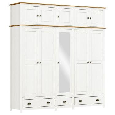 Imagem de Guarda Roupa Casal Topázio 10 Portas E 3 Gavetas Branco-freijó Com Espelho - Finestra Móveis Branco-freijó