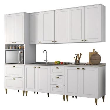 Imagem de Cozinha Completa 5 Peças Americana Branco Com Torre Quente E Tampo Calcare - Móveis Henn Branco