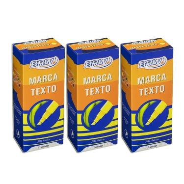 Imagem de Caneta Marca Texto Fluorescente Brw Caixa Com 12 Kit 3
