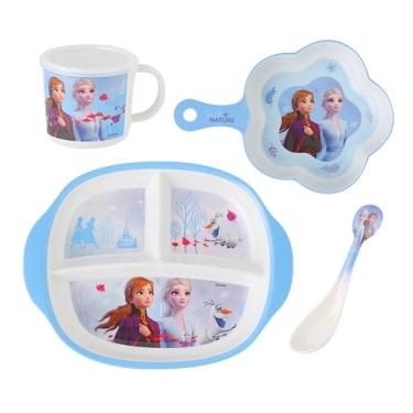 Imagem de Conjunto de talheres Frozen Elsa Anna Olaf para crianças e meninas – Tigela de prato, colher, 4 peças