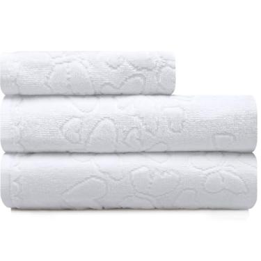 Imagem de Jogo de Toalhas 3 Peças Banho e Rosto Dohler 100% Algodão Aveludada Romance