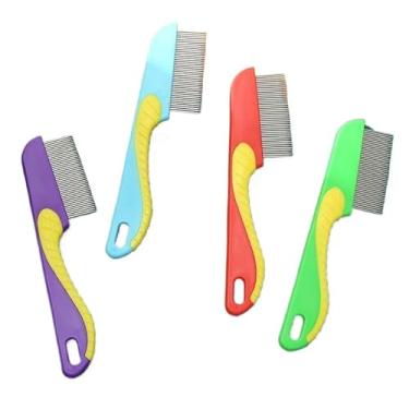 Imagem de Pente para pulgas Remover pulgas e carraças Remover pêlos mortos Cão e gato Animais de estimação (3,Cor aleatória (Dente Curto))