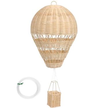 Imagem de Alipis Natural Rattan Woven Hot Air Balloon Decor Boys and Girls Room Wall Hanging Home Decorative Toy