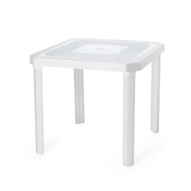 Imagem de Mesa Plástica Desmontável 80x80CM Reforçada Varanda Jardim Bar Cozinha(Branca)