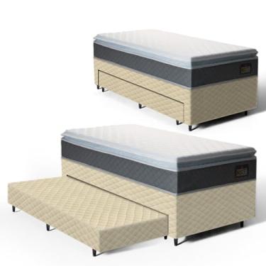 Imagem de Cama Box com Colchao de Espuma D45 Pillow Top Fort Comfort + Auxiliar de Espuma Unique Solteiro 88cm