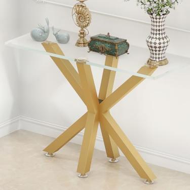 Imagem de sumatos Base de mesa de console de metal 76 cm, pernas de mesa modernas para mármore, vidro, tampo de madeira, pernas de mesa de sofá resistente para corredor, entrada, sala de estar, escritório 89 cm