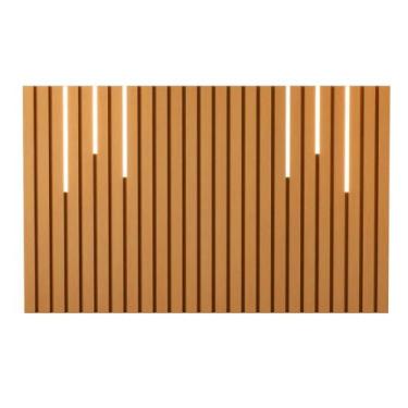 Imagem de Cabeceira Ripada Cama de Solteiro com Led Naha Nature Preto - CASA H