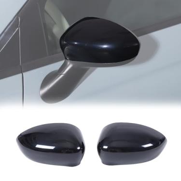 Imagem de Tumukiw 2 peças de guarnições de capa de espelho retrovisor de carro compatíveis com Fiat 500 2016-2024 capa protetora de espelho retrovisor de carro exterior acessórios externos (preto)