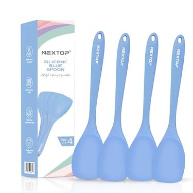Imagem de NEXTOP Conjunto de 4 espátulas de silicone - Colheres de borracha antiaderentes resistentes ao calor, utensílio raspador de cozinha de silicone sem costura - raspadores para misturar, assar e cozinhar