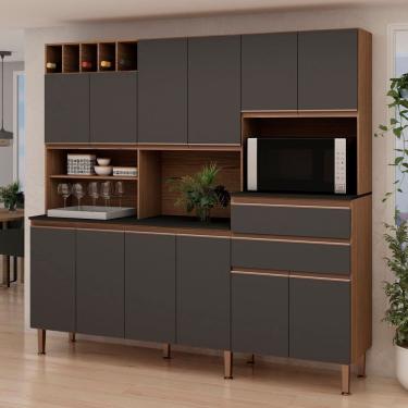 Imagem de Cozinha Compacta Malbec 12 Portas 100% Mdf Com Tampo ébano/grafite Belga