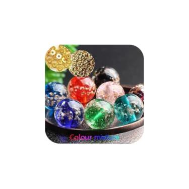 Imagem de Nifsun 8Mm 200Pcs Contas De Vidro Que Brilham No Escuro Com Furos Para Fazer Joias Pulseiras Brincos Colar Lampwork Solar A Granel Artesanato Exclusivo Kit De Contas Espaçadoras Douradas(100Pcs Contas