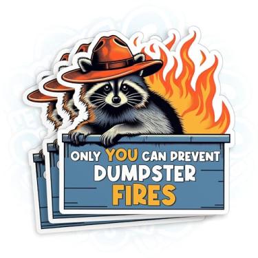 Imagem de (3 peças) Adesivo Only You Can Prevent Dumpster Fire Fire Dumpster Fire Response Team Stickers Funny Guaxinim cortado à prova d'água adesivo de vinil para laptop garrafa de água decalque de telefone