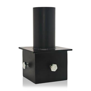 Imagem de Adaptador de espiga para poste quadrado de 7,6 cm, espiga superior 6 cm adaptador de espiga redonda para luzes LED de estacionamento caixa de sapatos poste de rua metal suporte de montagem ao ar livre