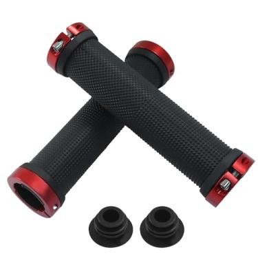 Imagem de Unlorspy 2 Pegas de guidão Red Mountain, borracha macia antiderrapante aderência de mão para bicicletas, estrada, MTB, cruzador de praia, bicicleta dobrável, scooter