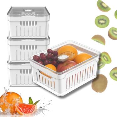 Imagem de Kit 4 Organizadores Geladeira Armário Cozinha 2,2 e 5 Litros Alimentos Vegetais Caixa Plástica para Legumes, Saladas (2,2 LITROS)