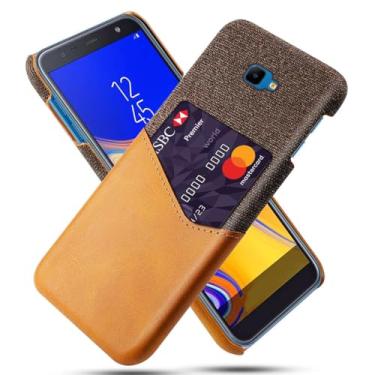 Imagem de Capa para Samsung Galaxy J4 PLUS,Tela e tampa de couro PU,Anti-deslizante,Resistência à impressão digital,Caso de proteção de 360°com 1 slot de cartão atrás-Brown