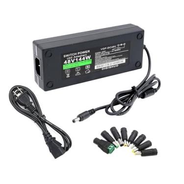 Imagem de DIGISHUO Adaptador De Fonte Alimentação 48V 3A 144W, Carregador Ca 100-240V Para Cc, Plugue Eua 5,5 X 2,5 Mm Com 8 Peças Interruptor Poe, Monitor Lcd, Fita Led, Roteador