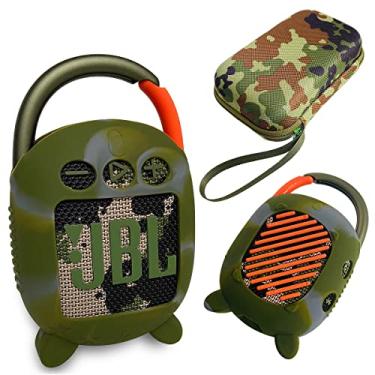 Imagem de JCHPINE Capa rígida de transporte e capa de silicone para alto-falante Bluetooth portátil JBL Clip 4, estojo protetor de viagem para acessórios de alto-falante JBL Clip 4 (verde quadrado)