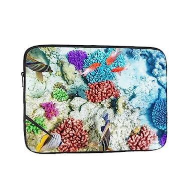 Imagem de Capa para laptop com peixes subaquáticos do fundo do mar, leve, capa para laptop, à prova de choque, capa protetora para notebook de 13 polegadas