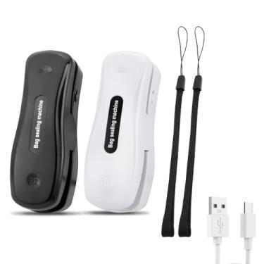 Imagem de PIFOOG Pacote com 2 minisacos seladores e cortadores, 2 em 1, ferramenta portátil de selagem térmica, recarregável, bolsa pequena, revendedor para sacos de chips, lanches, armazenamento magnético