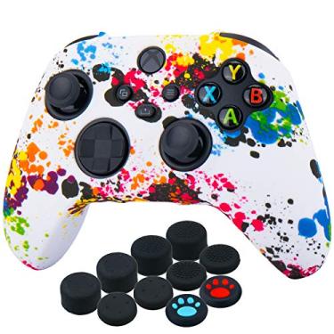 Imagem de YoRHa Silicone engrossar capa pele capas capa para Xbox Series X/S comando x 1 (pintado) com alças para o polegar x 10
