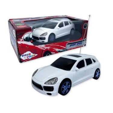 Imagem de Carrinho de Controle Remoto Esportivo, Escala 1:24, Branco, 19cm, com LED