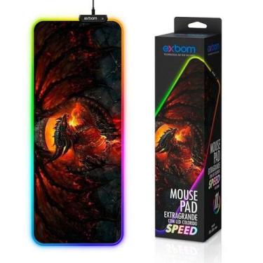 Imagem de Mouse Pad Exbom Mp-Led3080C01 Com Borda De Led Rgb 7 Cores 30X80Cm