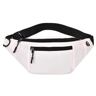 Imagem de Pochete transversal para homens e mulheres, bolsa de cintura moderna com alça ajustável para atividades ao ar livre, bolsa de cinto casual para viagens, caminhada, corrida, Branco, 5.1" x 3.5" x 13.4"